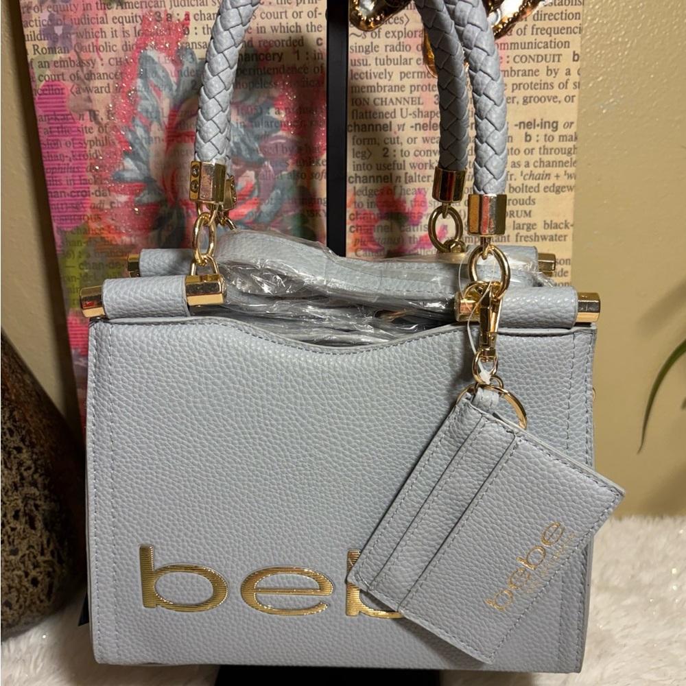Bebe “Fabiola”Top Handle Crossbody Bag in Dusty Blue NWT